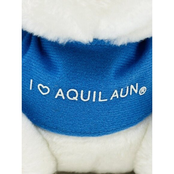 Aquilaun White Lamb Plush Pink Eyes Blue Shirt Advertising Promo 1982 Bunny - Picture 3 of 9